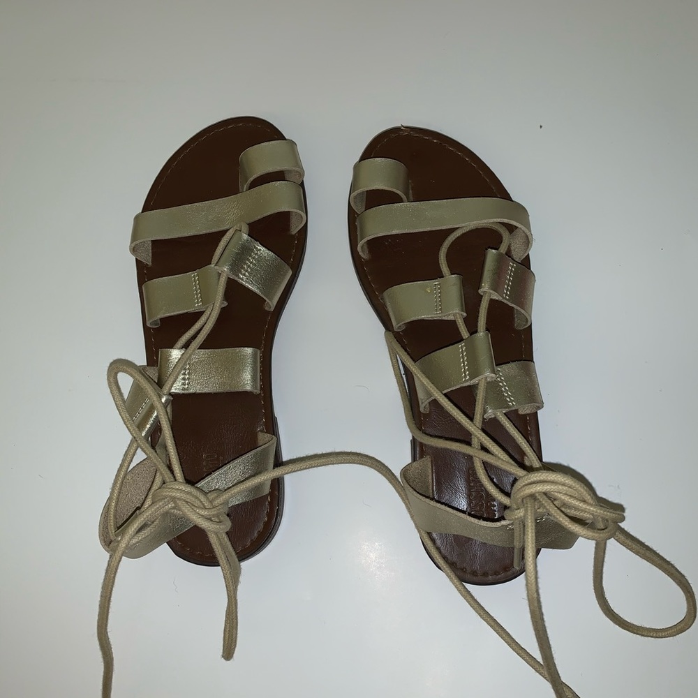 Gold wrap sandals